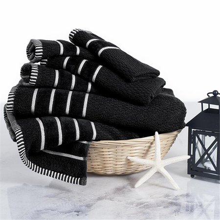 TRADEMARK GLOBAL Trademark Global 67-0015-B Combed Cotton Towel Set; Black - 6 Piece 67-0015-B